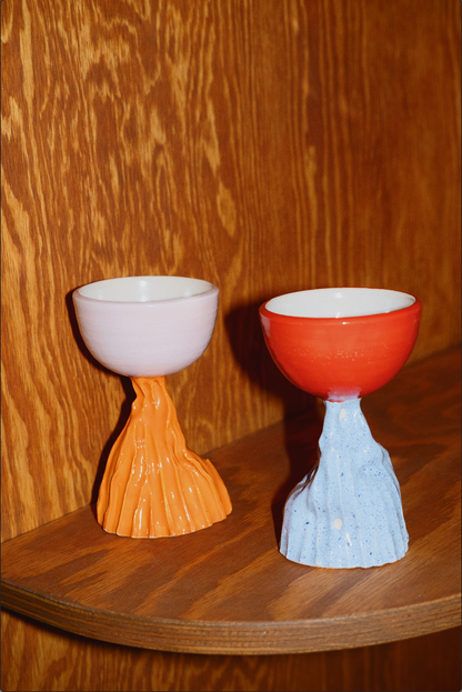 Carved Cups set (Tangerine Candy / Freckled Blue Coral)